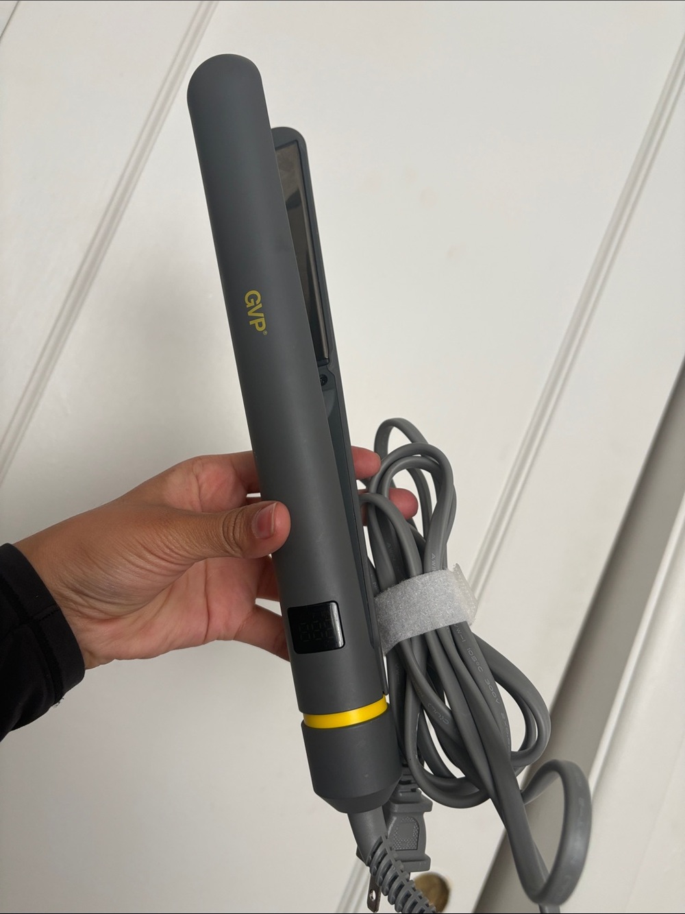 GVP Slim Gray Hair Straightener with Yellow Accent
